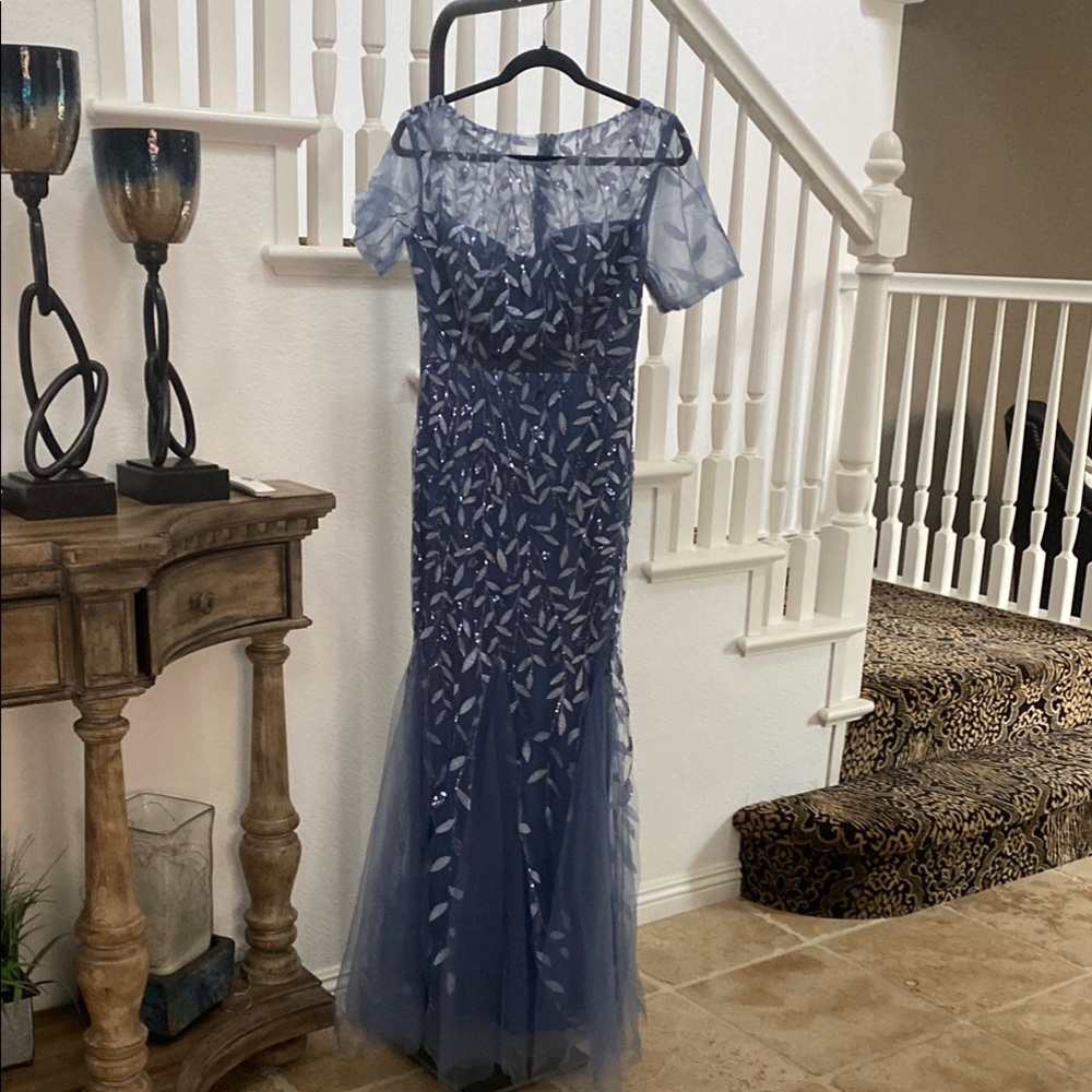 Blue Sequin Mermaid Style Gown NWOT Size 10